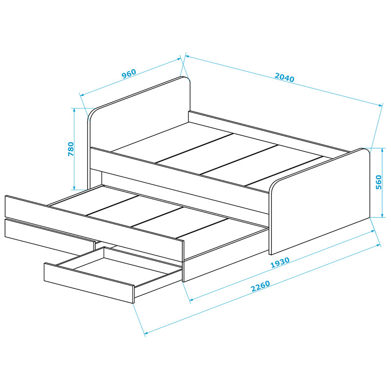 Кровать трансформер  двухместная с выдвижными ящиками