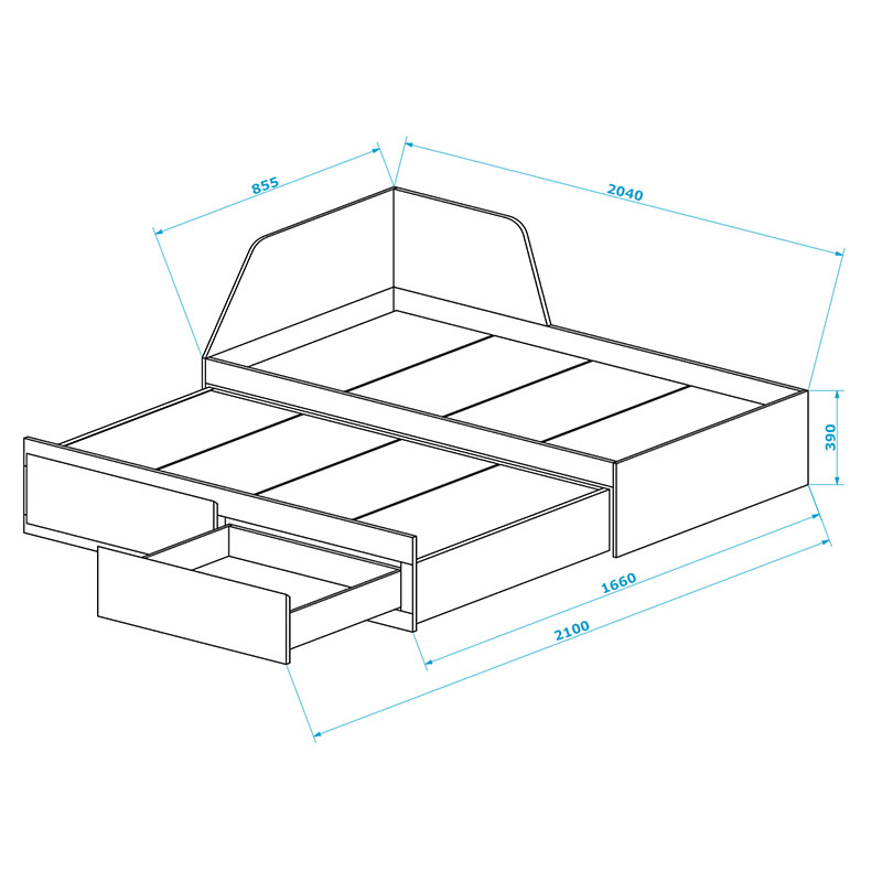 Кровать трансформер двухместная угловая с выдвижными ящиками