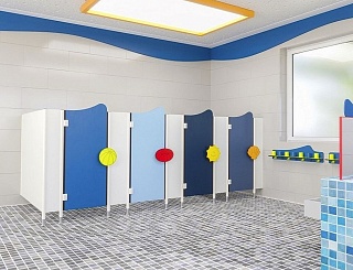 Детские дизайнерские перегородки для туалета HPL